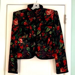 EMANUAL UNGARO PARALLELE PARIS VINTAGE 1989 BLACK FLORAL JACKET  SIZE 10